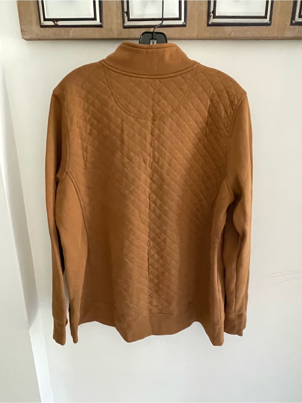 LL Bean Quilted Half-Zip Sweater in Brown - Picture 2 of 9